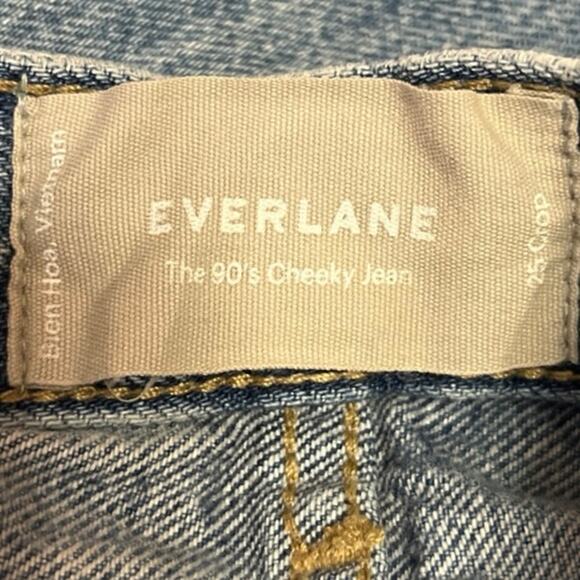 Everlane 90's Cheeky Blue Wash Straight Leg High Waist Crop Ankle Denim Jeans 25 - Picture 4 of 5